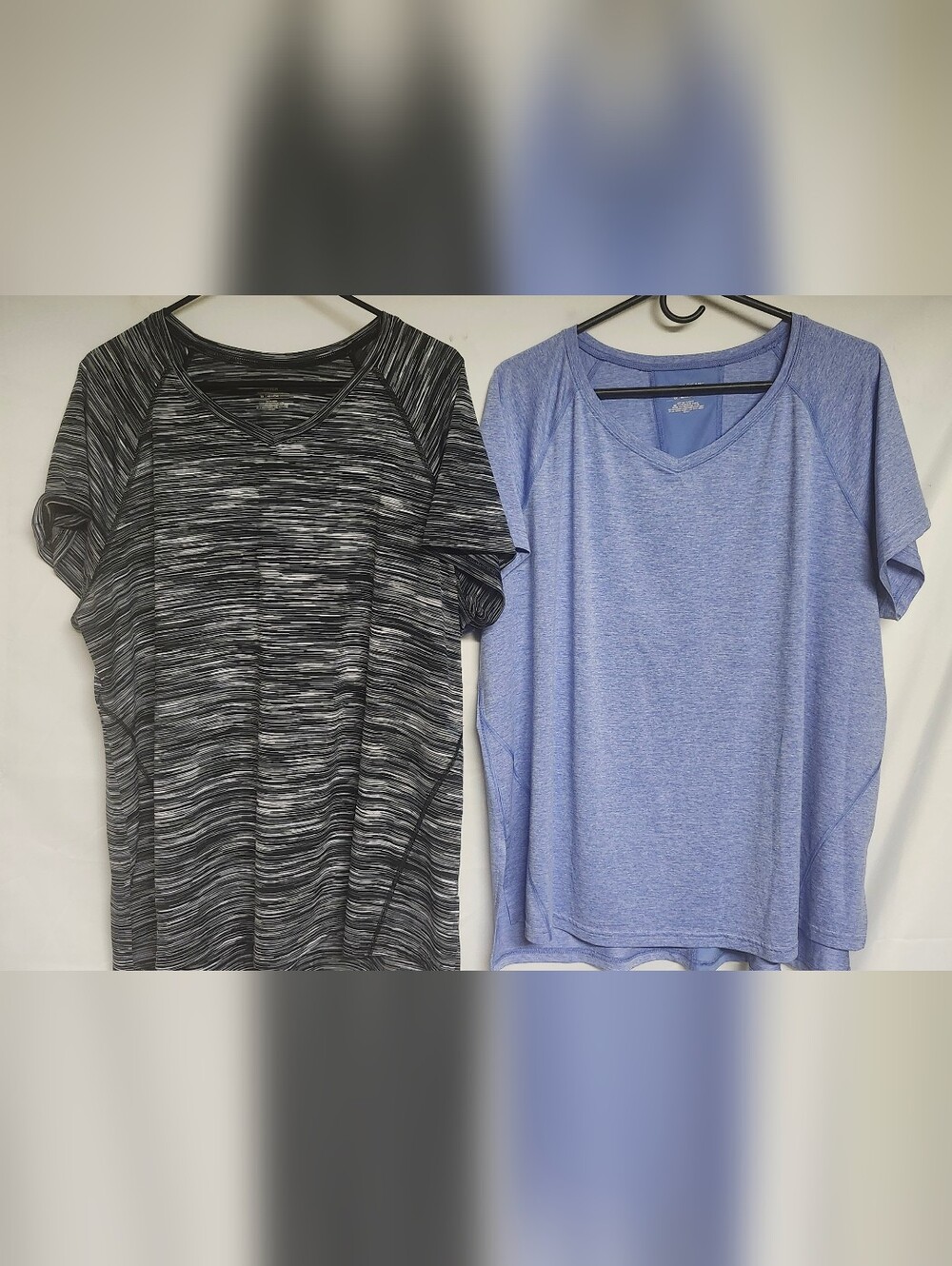 tek gear Black and Gray Space-Dye V-Neck Performance Tee